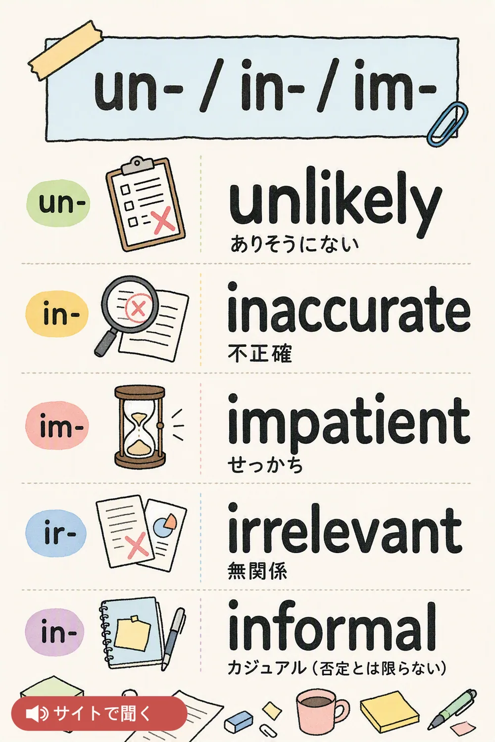 un- / in- / im- — 英語発音チャート