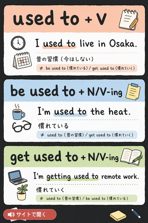 used to チートシート 英単語チャート